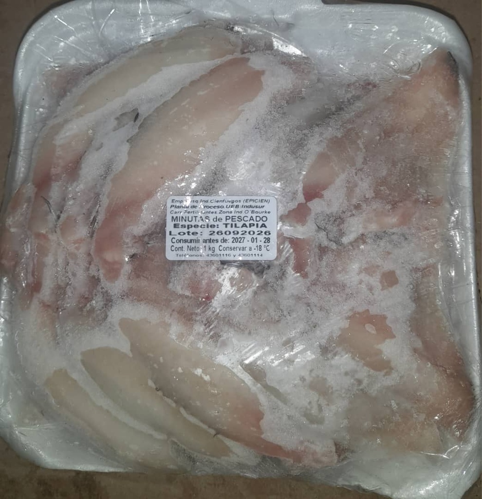 MINUTA DE TILAPIA CONGELADA (1 KG)